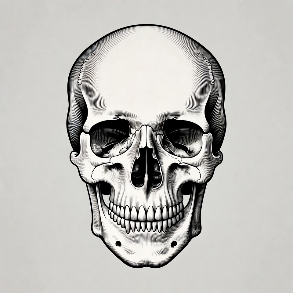 Black and white skull illustration Black and white skull illustration