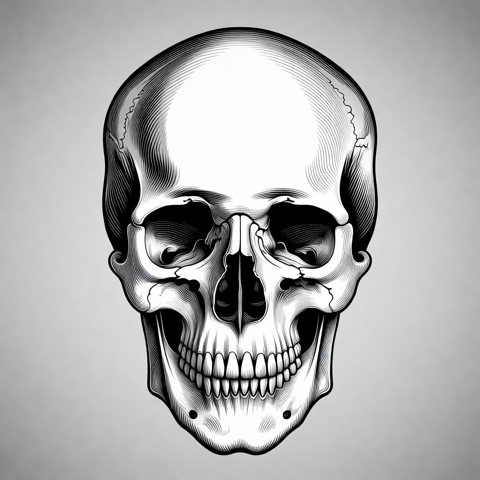 Black and white skull illustration Black and white skull illustration