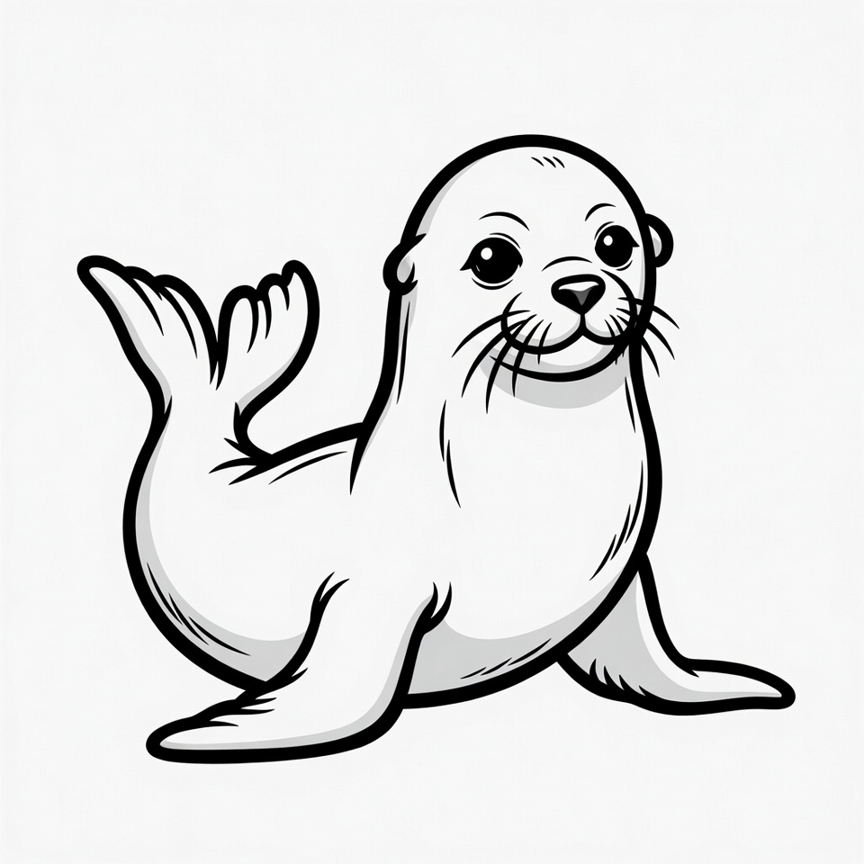 Cute baby seal line art Cute baby seal line art