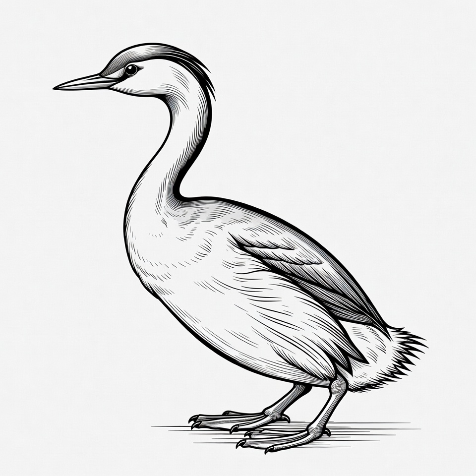 Grebe Bird Illustration Grebe Bird Illustration