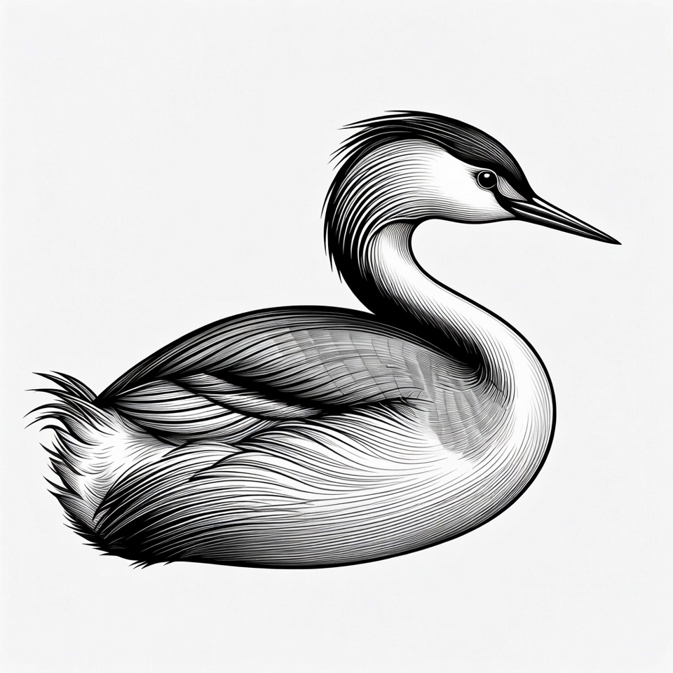 Grebe Bird Illustration Grebe Bird Illustration