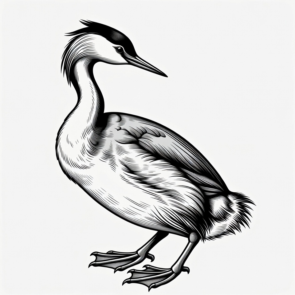 Great Crested Grebe Illustration Great Crested Grebe Illustration