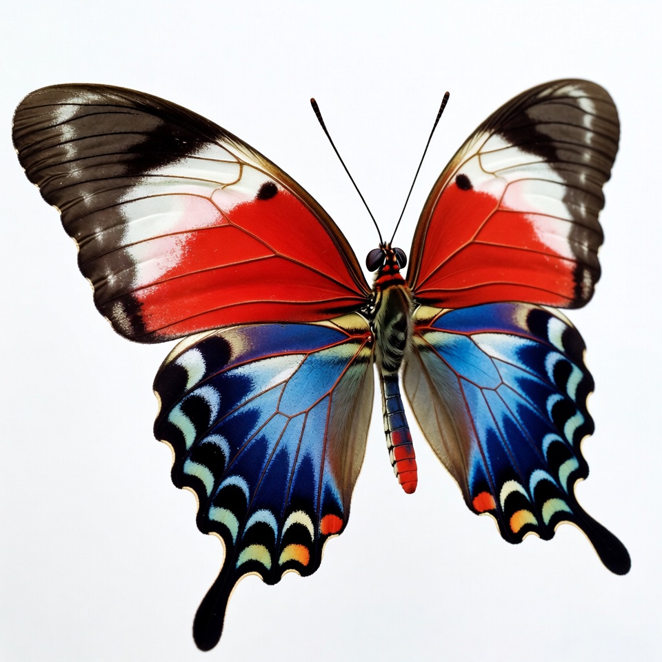 Colorful butterfly with red blue wings Colorful butterfly with red blue wings