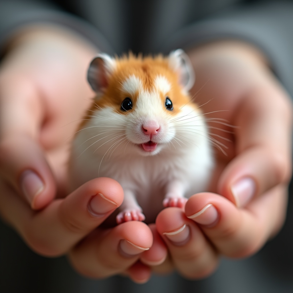 Cute hamster held in hands Cute hamster held in hands