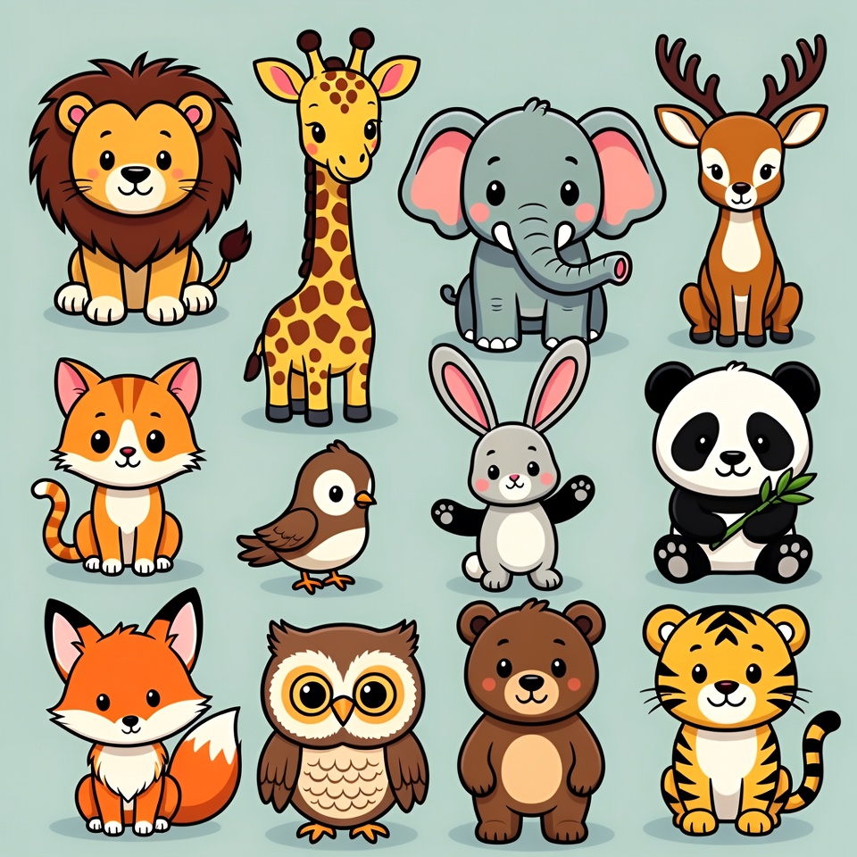 Cute Cartoon Animals Collection Cute Cartoon Animals Collection