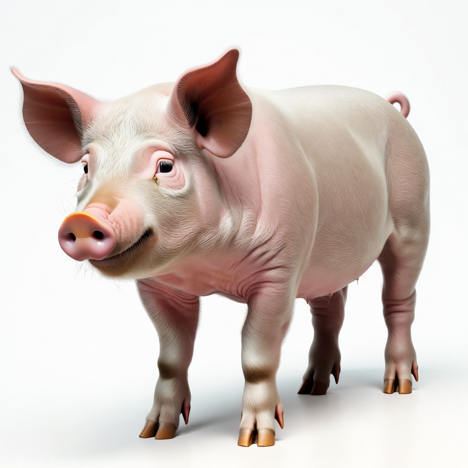 3D Pig Standing on White Background 3D Pig Standing on White Background