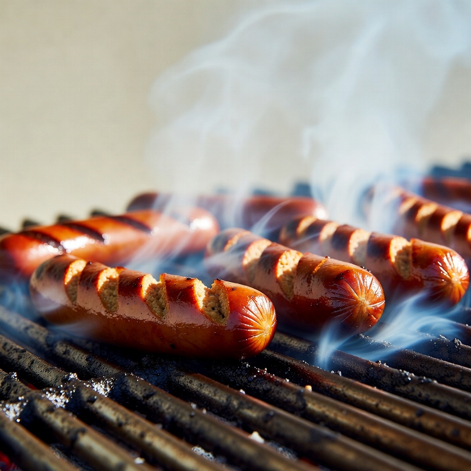 Grilled Sausages on Barbecue Grill Grilled Sausages on Barbecue Grill