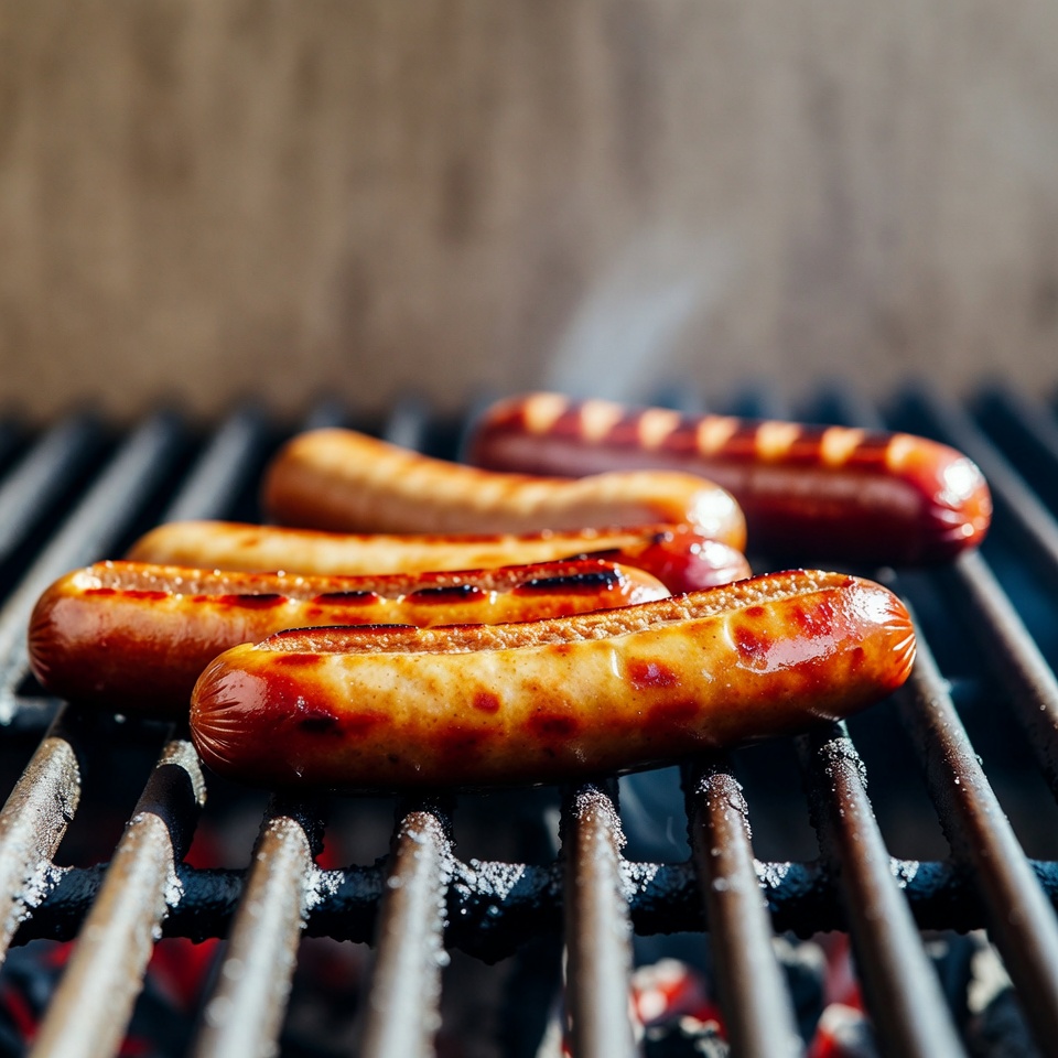 Grilled Sausages on Barbecue Grill Grilled Sausages on Barbecue Grill