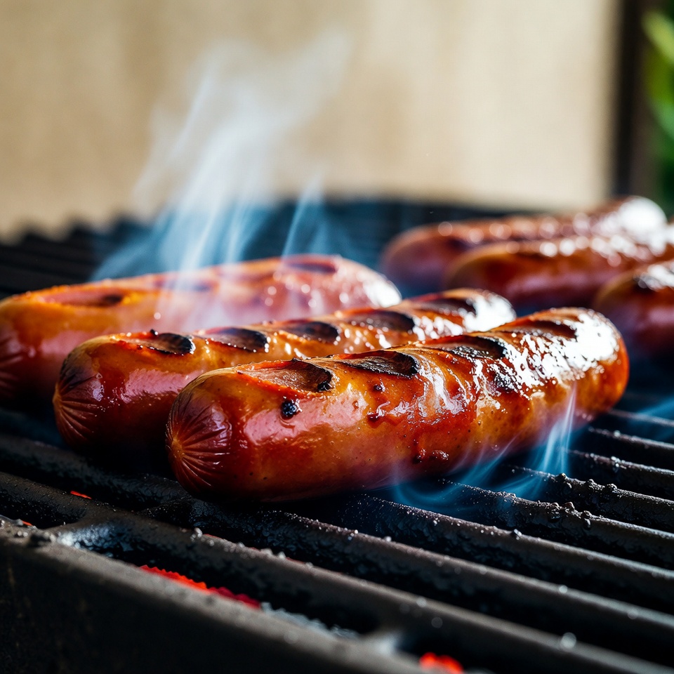 Grilled Sausages on Barbecue Grill Grilled Sausages on Barbecue Grill