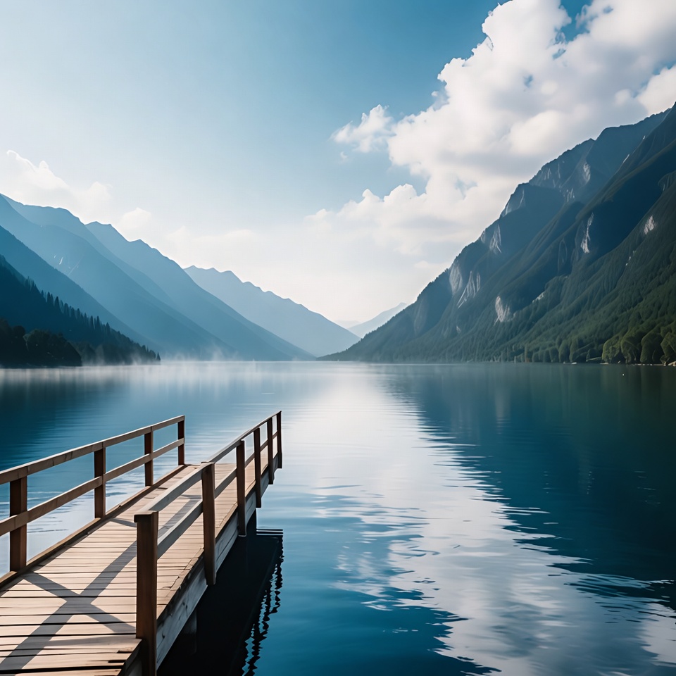 Wooden Pier on Mountain Lake Wooden Pier on Mountain Lake