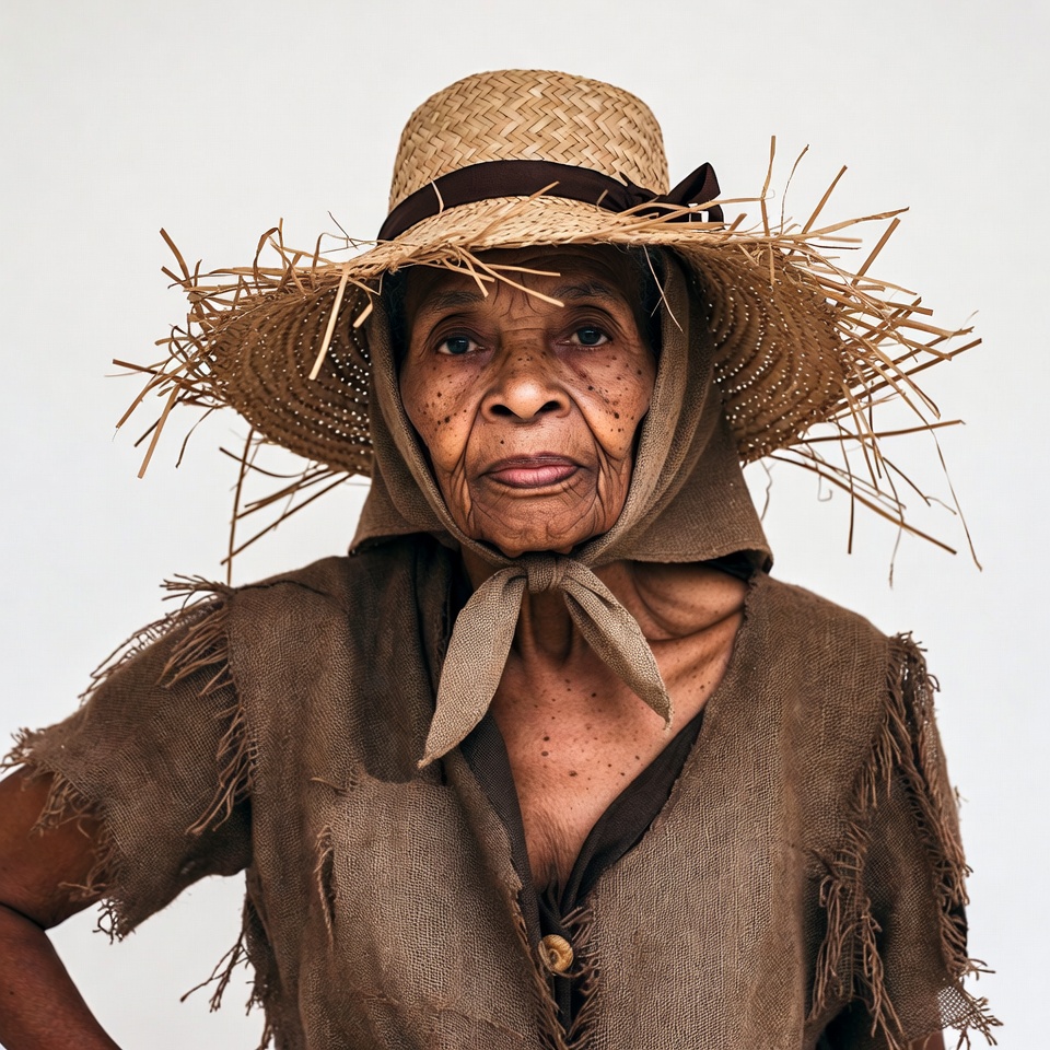 Elderly African woman in straw hat Elderly African woman in straw hat