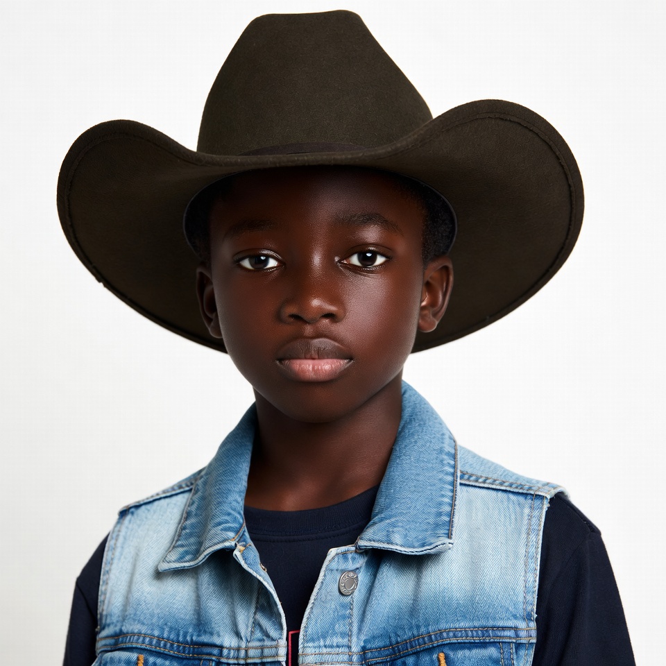 African boy wearing cowboy hat African boy wearing cowboy hat