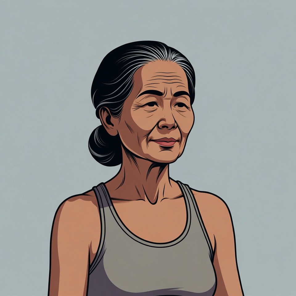 Elderly Asian woman in tank top Elderly Asian woman in tank top