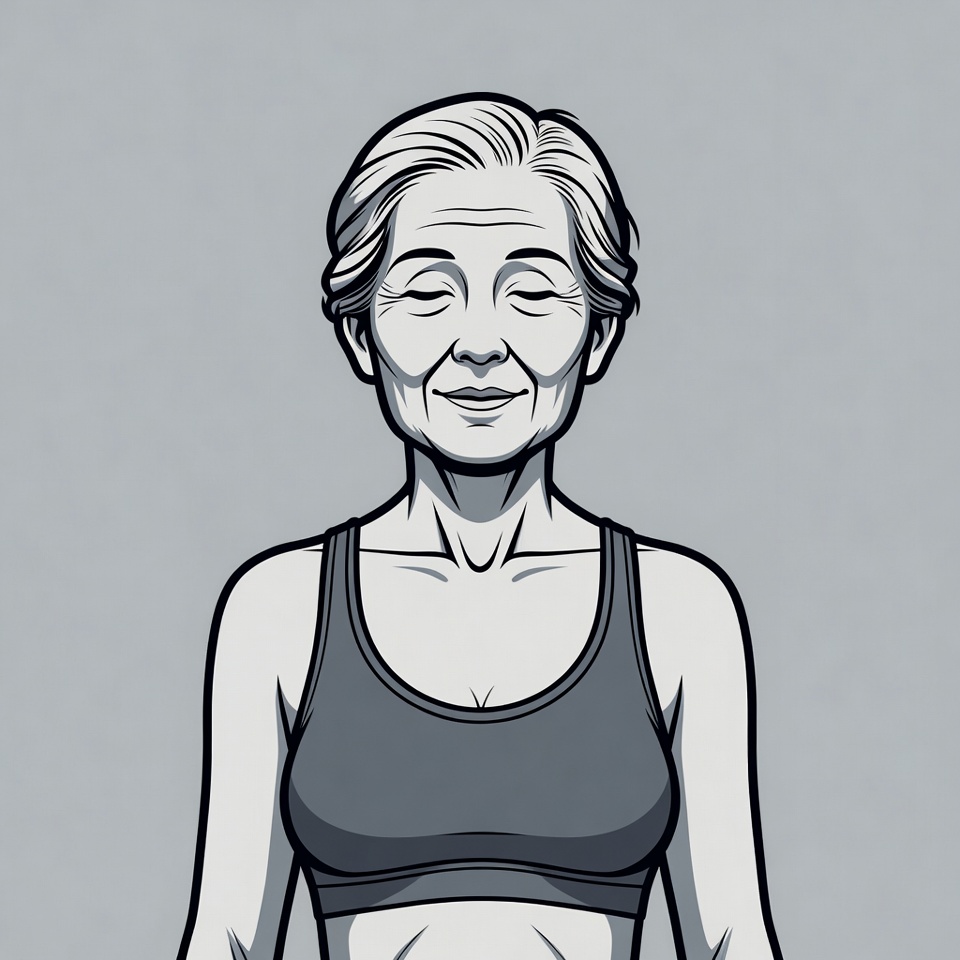 Elderly Asian woman in sports bra Elderly Asian woman in sports bra