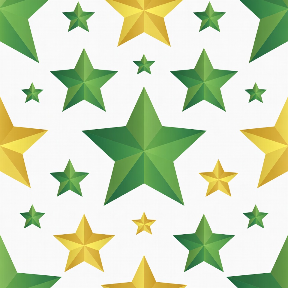 Green and Gold 3D Stars Pattern Green and Gold 3D Stars Pattern