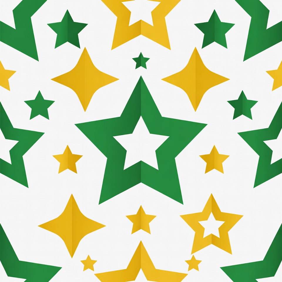 Green and Yellow Origami Stars Pattern Green and Yellow Origami Stars Pattern