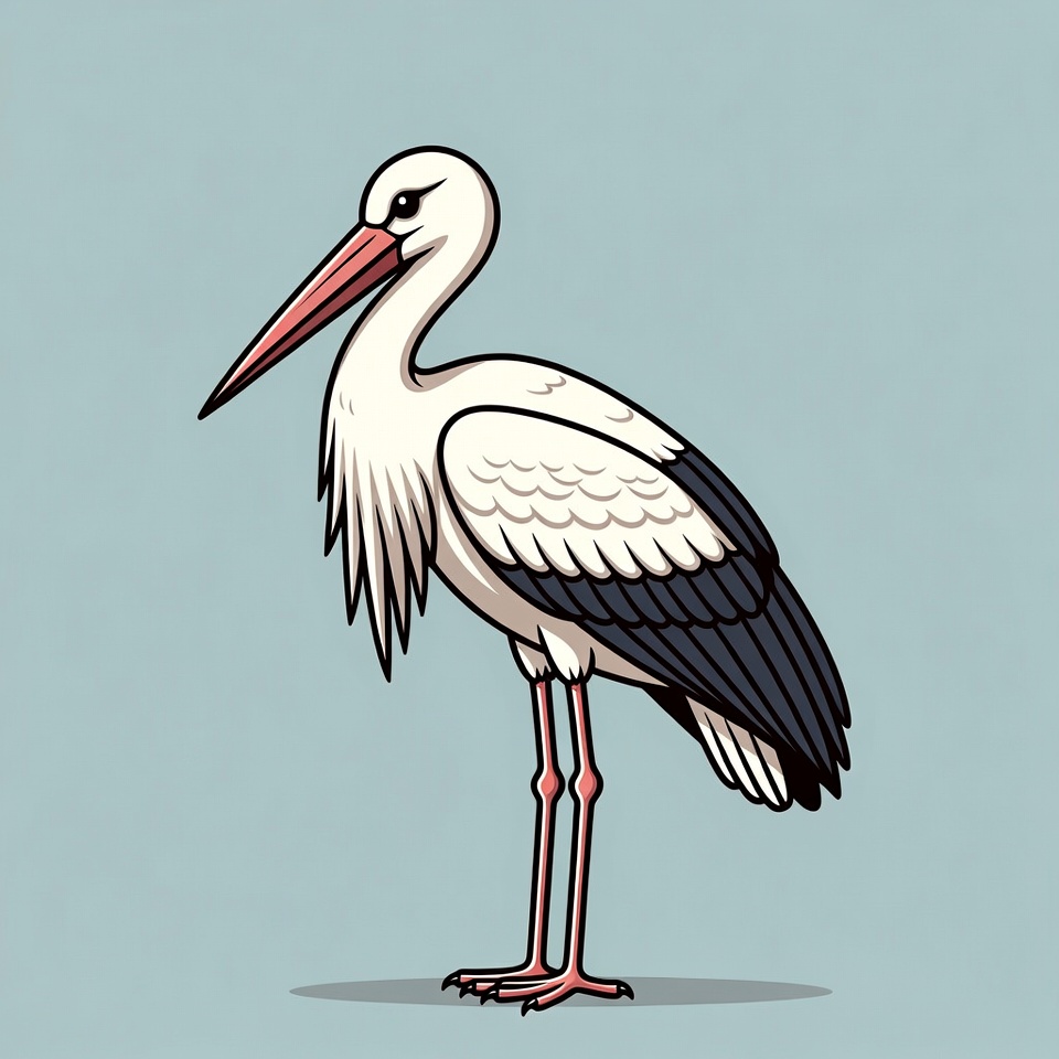 White stork illustration standing White stork illustration standing