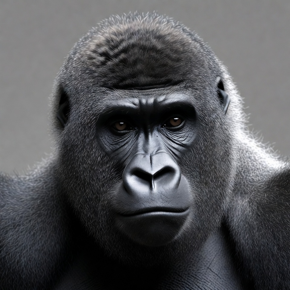 Close-up of silverback gorilla face Close-up of silverback gorilla face