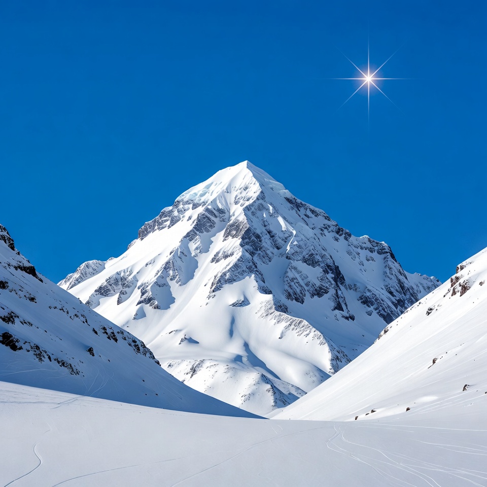 Snowy Mountain Peak with Star Snowy Mountain Peak with Star