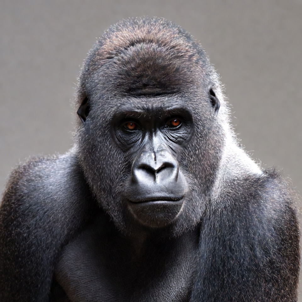 Close-up of intense gorilla face Close-up of intense gorilla face