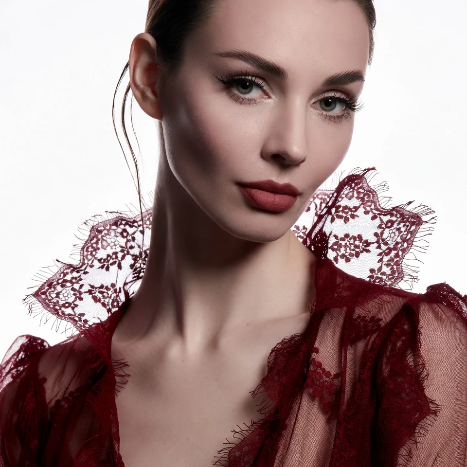 Woman in red lace dress Woman in red lace dress