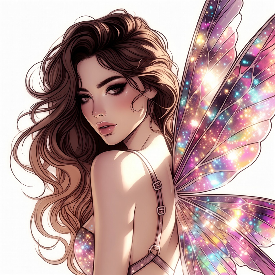 Beautiful woman with sparkling fairy wings Beautiful woman with sparkling fairy wings