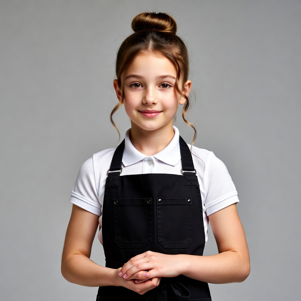 Girl wearing black apron Girl wearing black apron