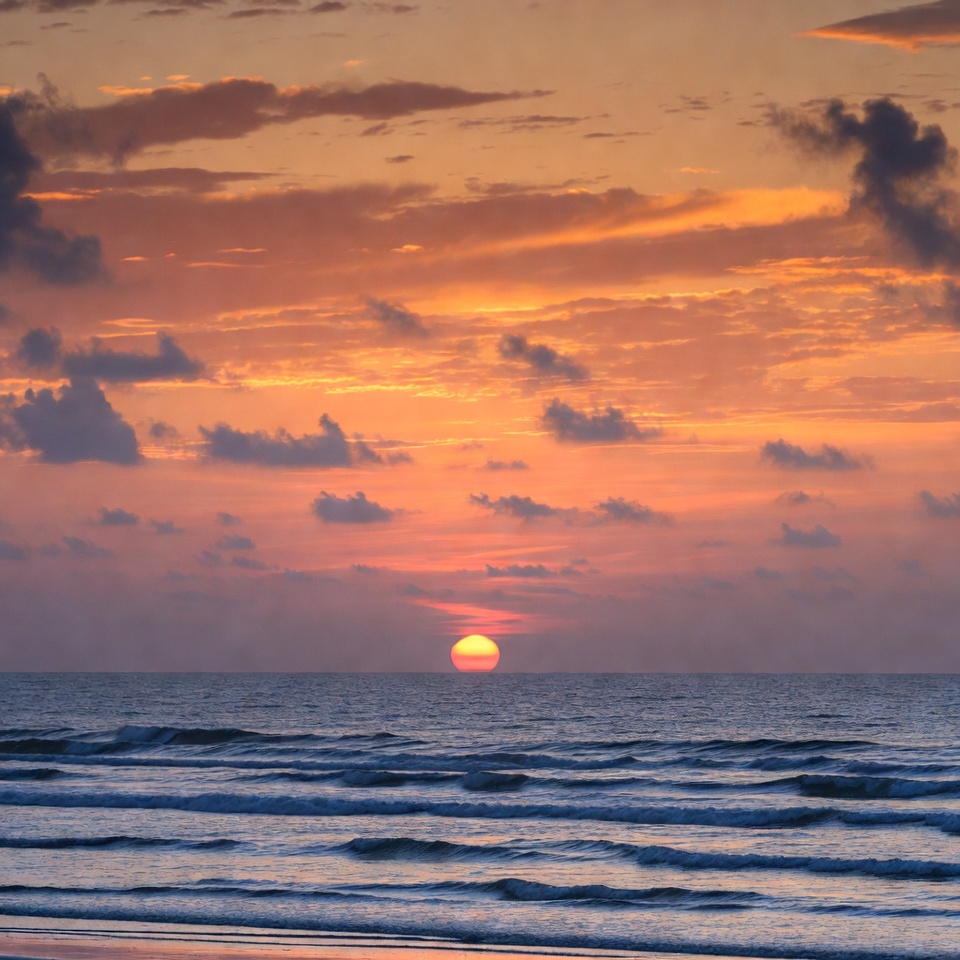 Sunset over ocean waves Sunset over ocean waves