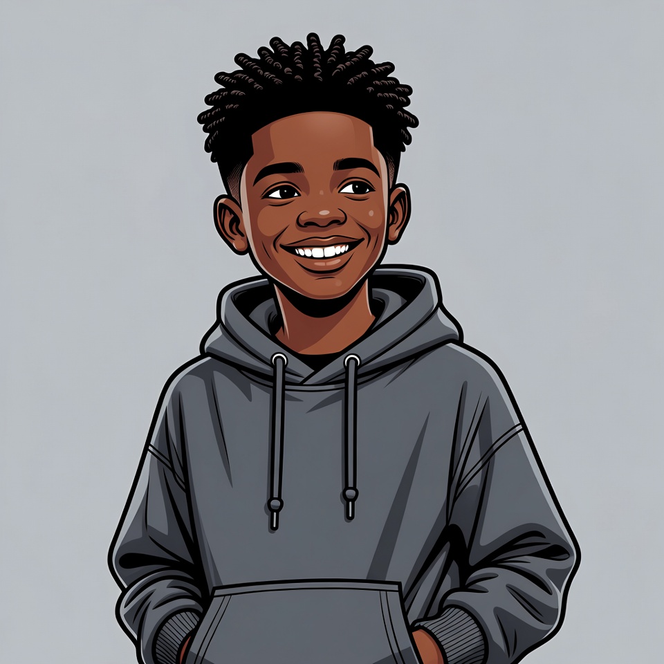 Smiling African-American boy in hoodie Smiling African-American boy in hoodie