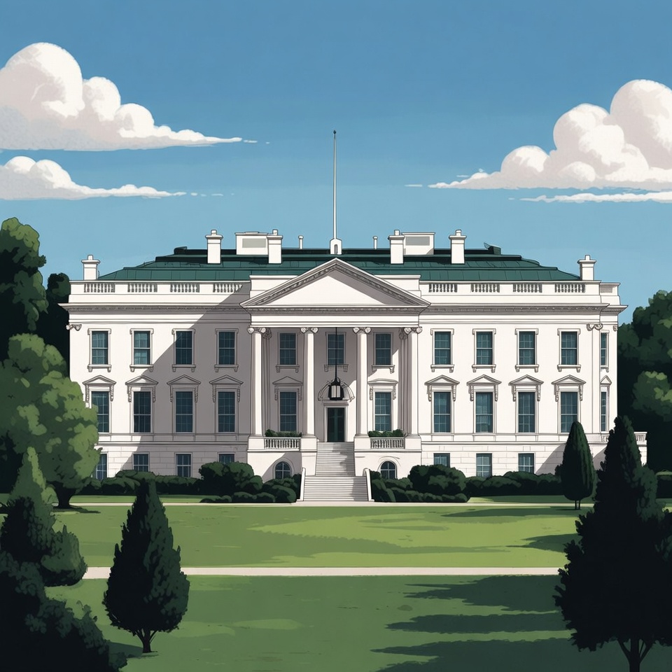 White House illustration with lawn White House illustration with lawn