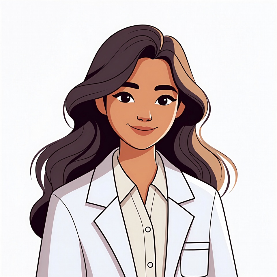 Asian woman in white lab coat Asian woman in white lab coat