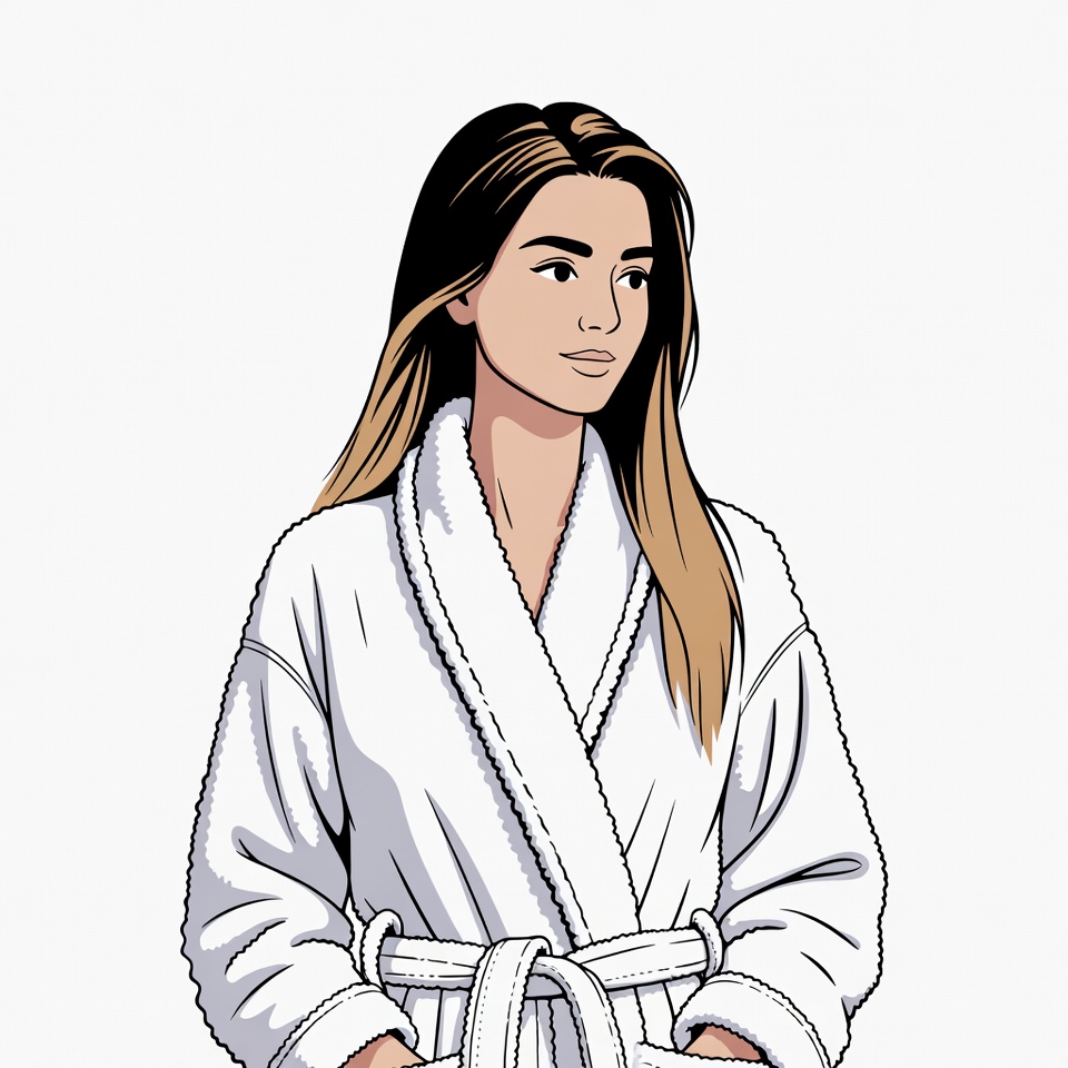 Woman in white bathrobe illustration Woman in white bathrobe illustration