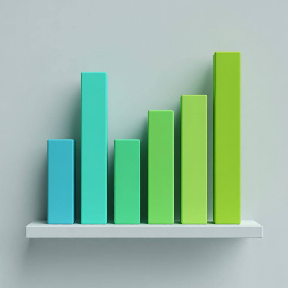 Green Bar Chart on Shelf Green Bar Chart on Shelf