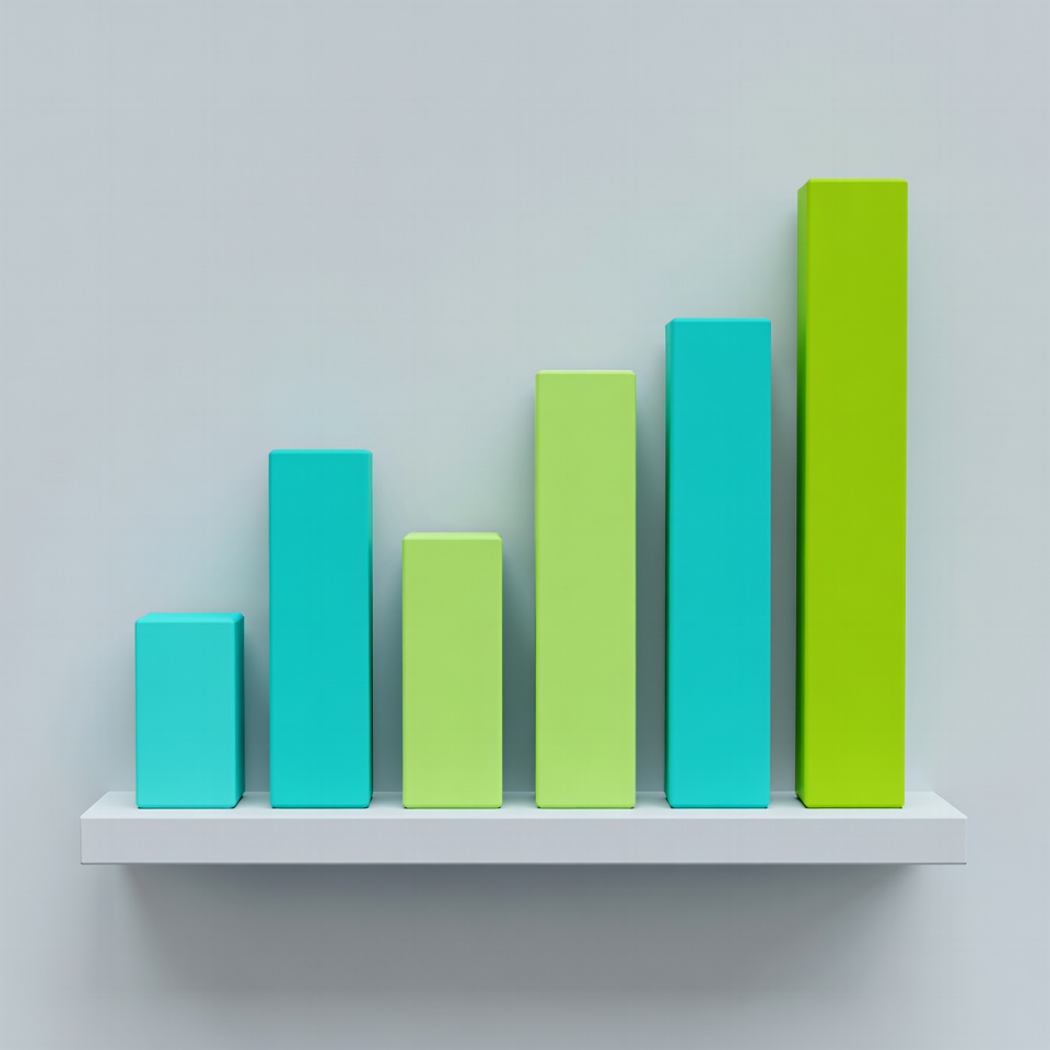 Colorful 3D Bar Graph on Shelf Colorful 3D Bar Graph on Shelf