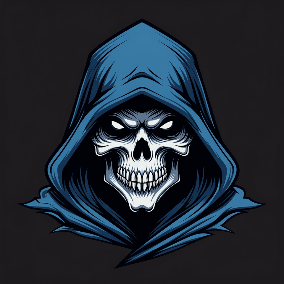Blue Hooded Skull Illustration Blue Hooded Skull Illustration