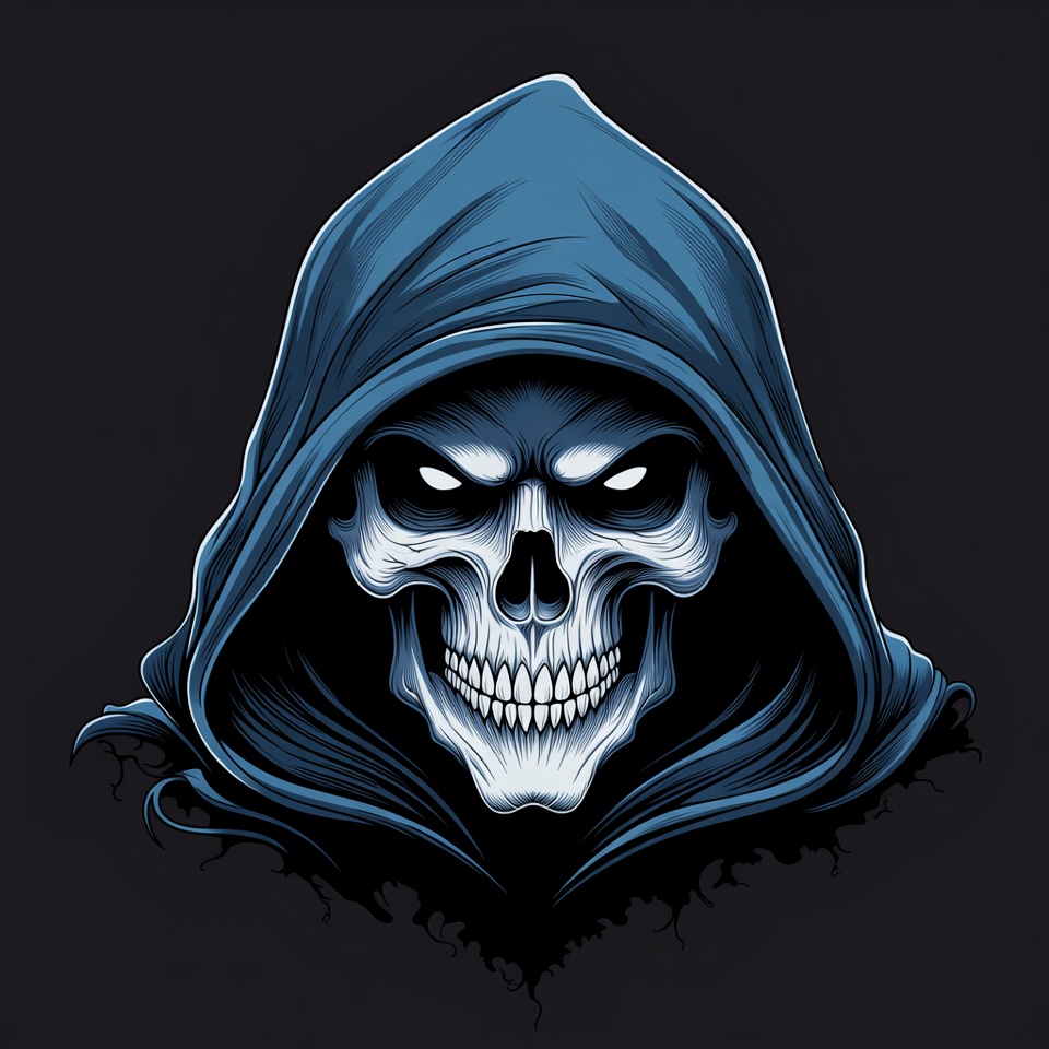 Blue Hooded Skull Illustration Blue Hooded Skull Illustration