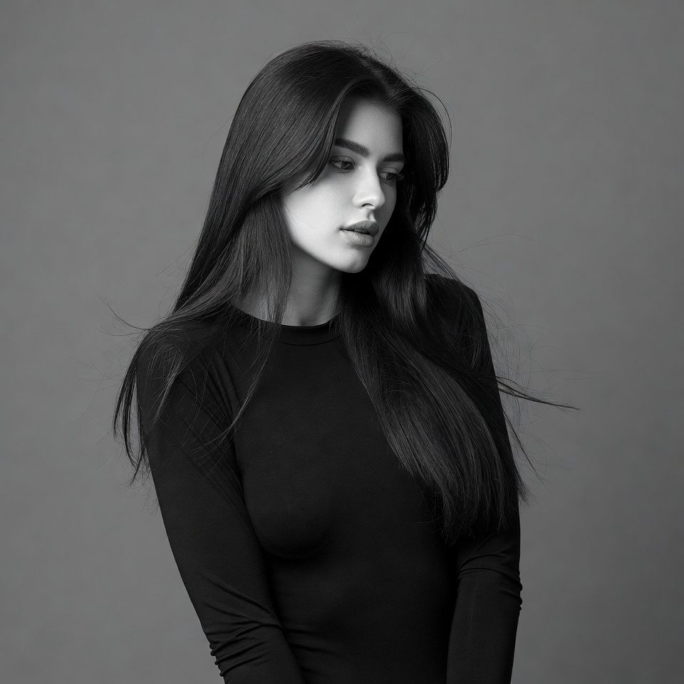 Beautiful woman with long black hair Beautiful woman with long black hair