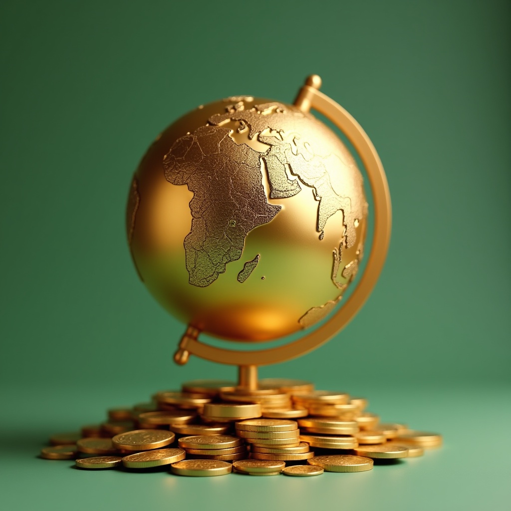 Golden Globe on Coin Stack Golden Globe on Coin Stack