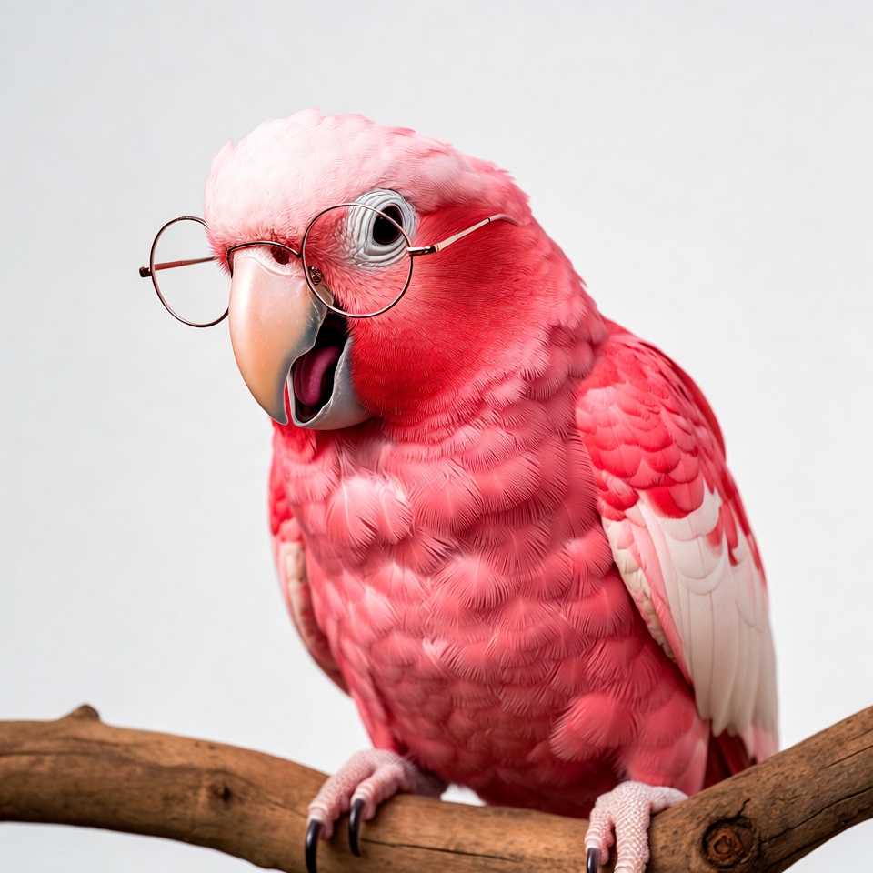 Pink Parrot Wearing Glasses Pink Parrot Wearing Glasses