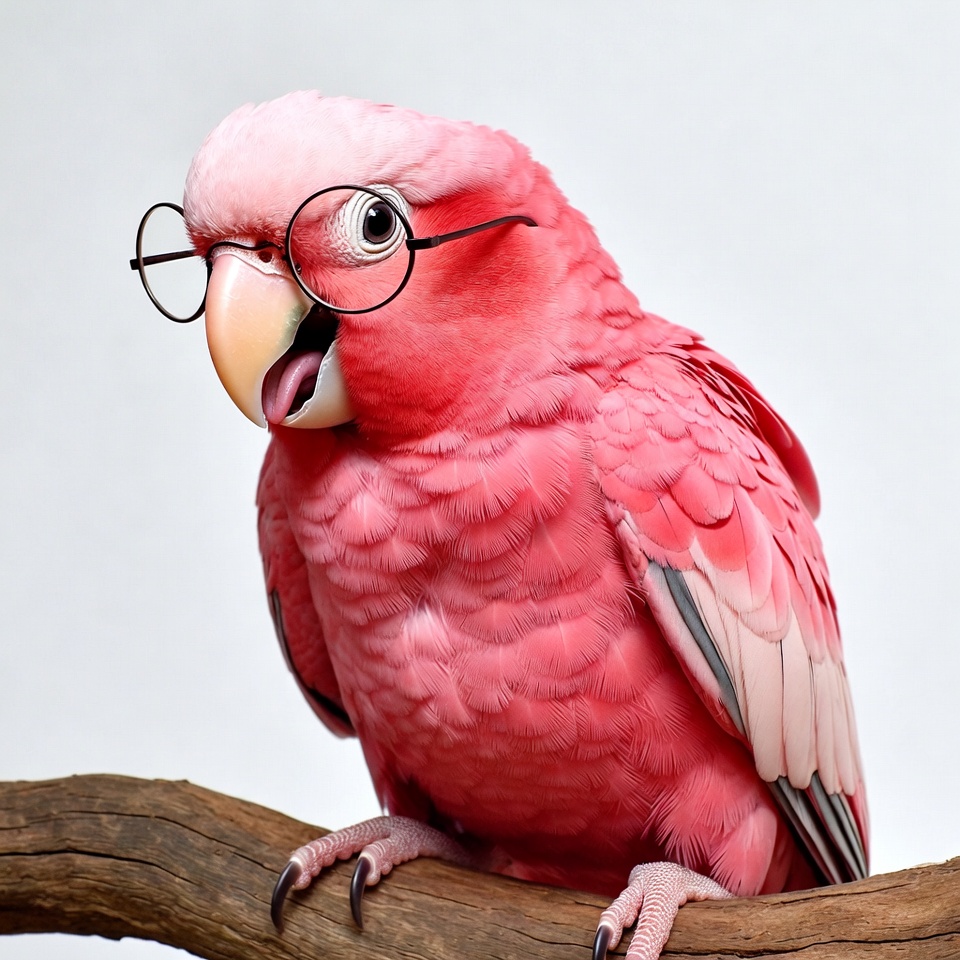 Pink Parrot Wearing Glasses Pink Parrot Wearing Glasses
