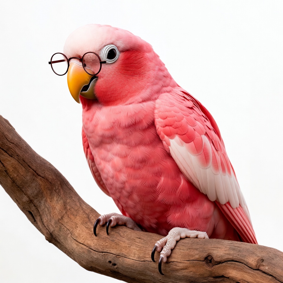 Galah parrot wearing glasses on branch Galah parrot wearing glasses on branch