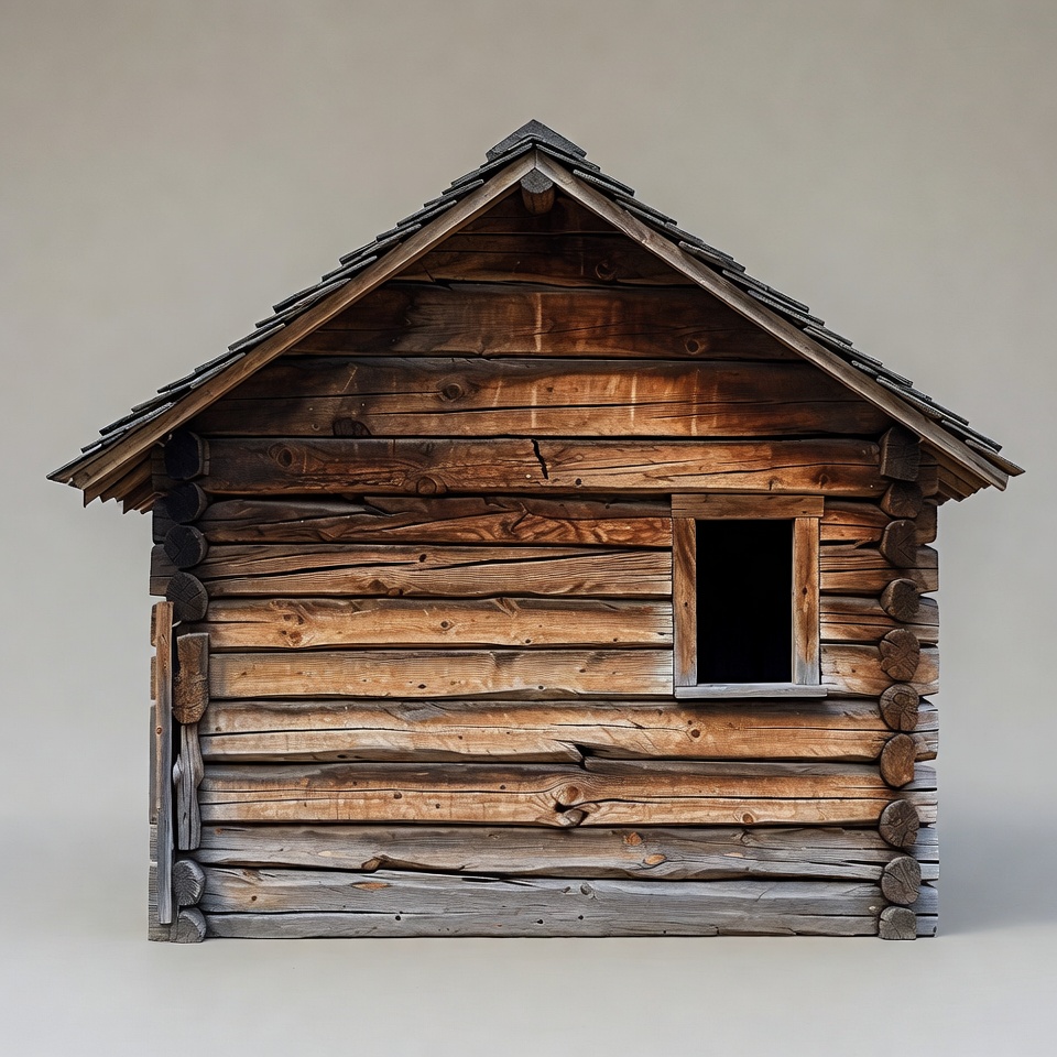 Log Cabin on White Background Log Cabin on White Background