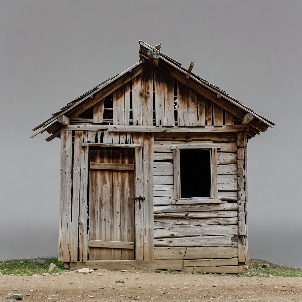 Old Wooden Cabin on Grassy Hill Old Wooden Cabin on Grassy Hill