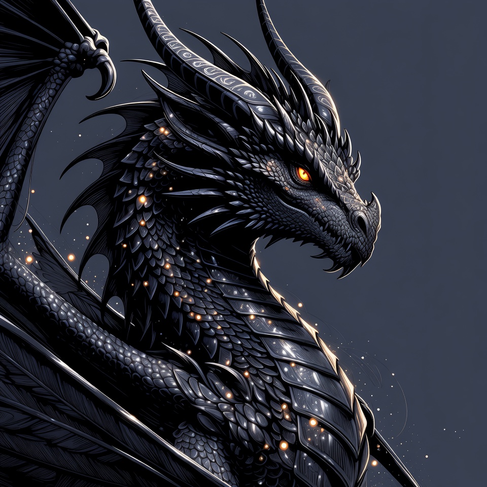 Black Dragon Head Closeup Black Dragon Head Closeup