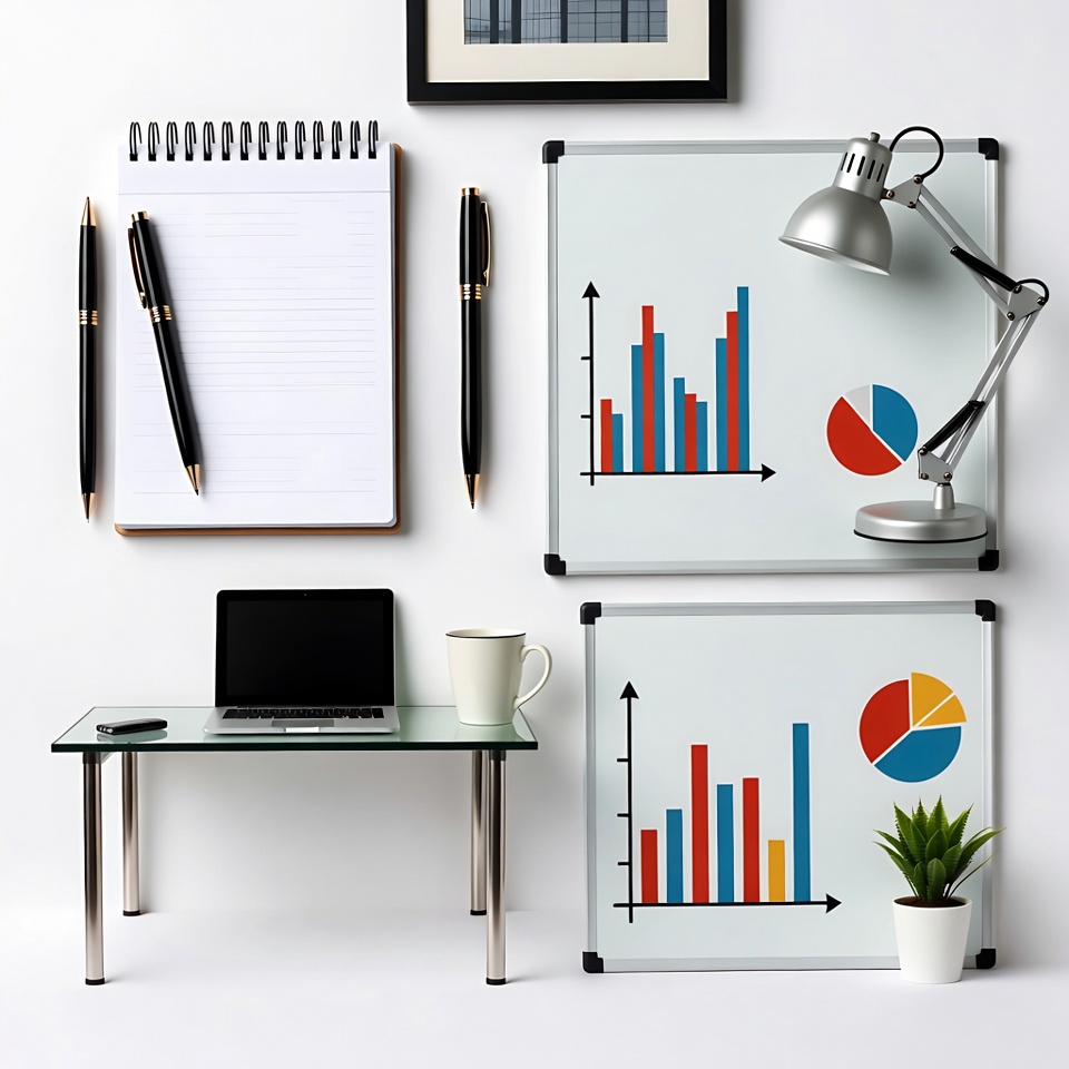 Office Desk with Charts and Laptop Office Desk with Charts and Laptop