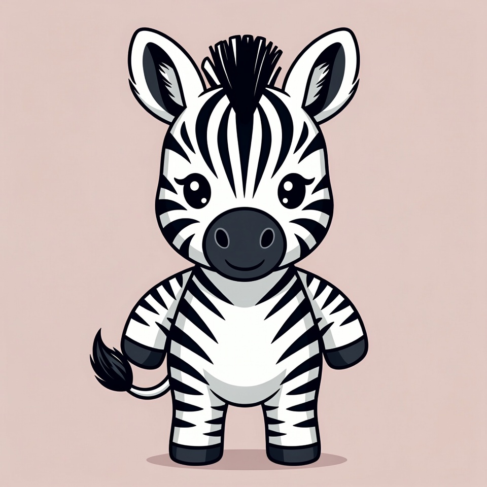 Cute cartoon zebra standing Cute cartoon zebra standing