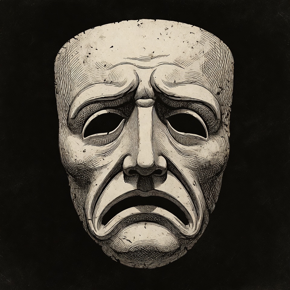 Sad Theater Mask Illustration Sad Theater Mask Illustration