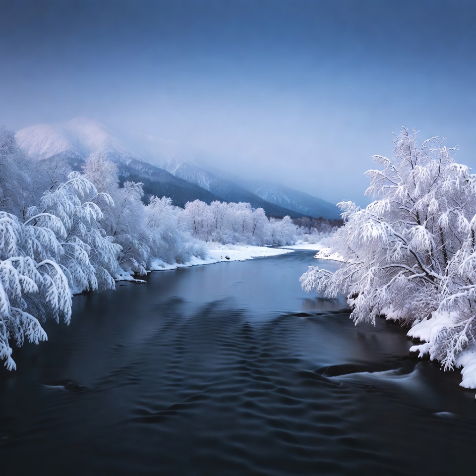 Snowy River in Winter Mountains Snowy River in Winter Mountains