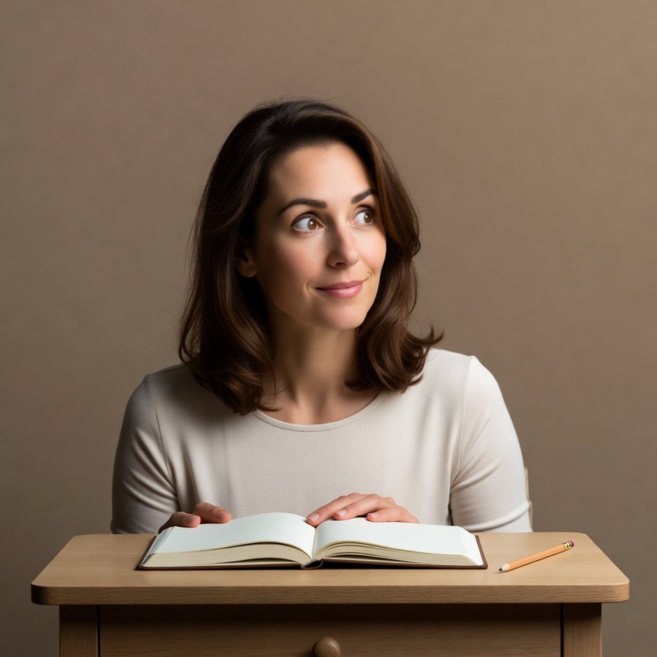 Woman thoughtfully reading open book Woman thoughtfully reading open book