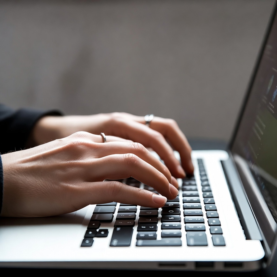 Hands typing on laptop keyboard Hands typing on laptop keyboard